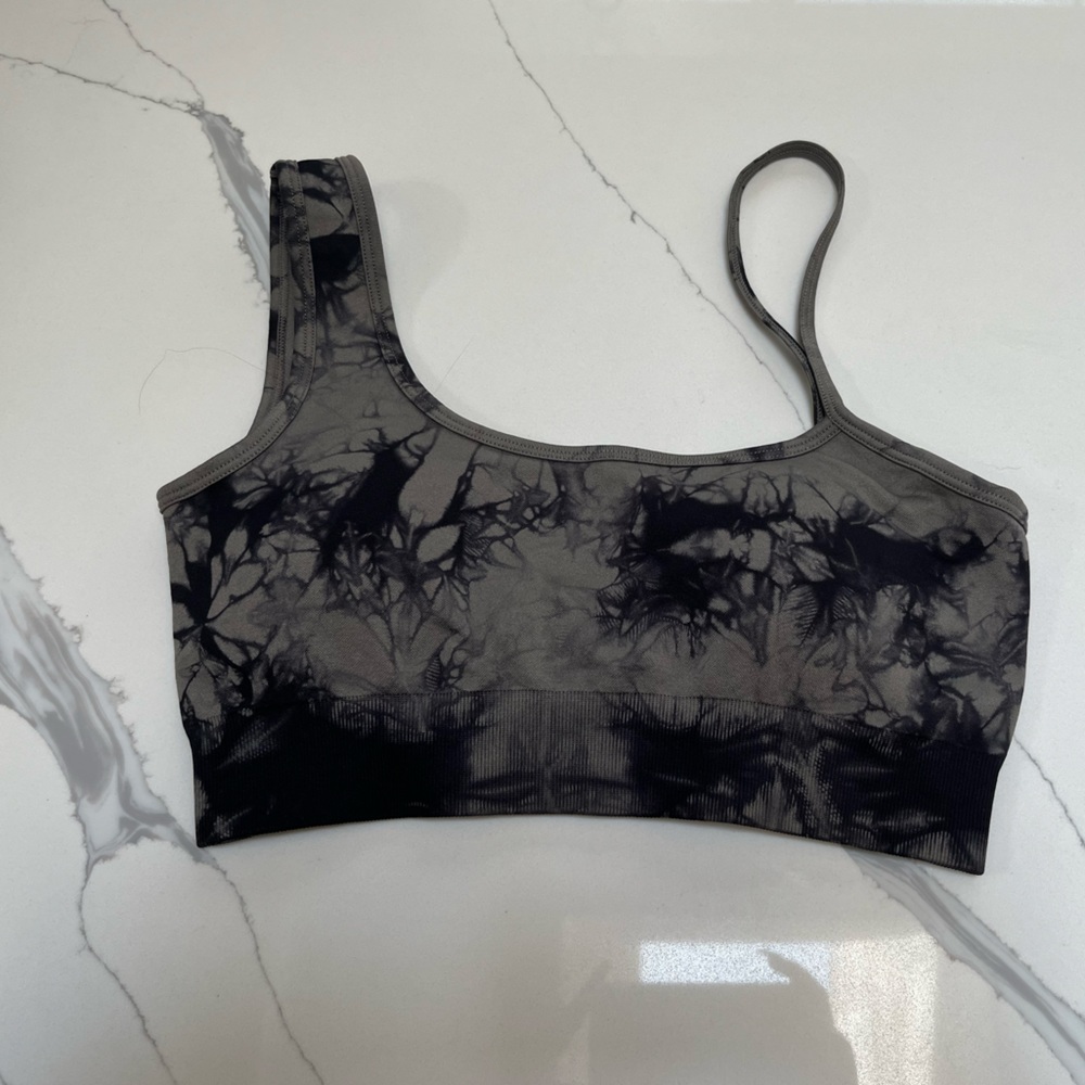 SHEIN Black and gray tie-dye sports bra  size:S